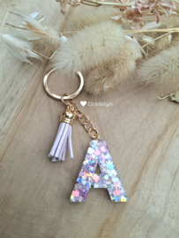Letter A - Multicolor lila smal ♡ Lila kwastje