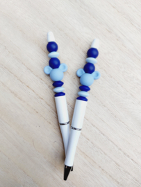 Pen wit - Mickey licht blauw