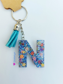 Letter N - Bloemen glitter