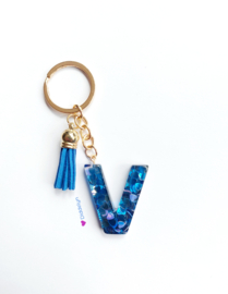 Letter V - Blauw hartjes ♡ blauw