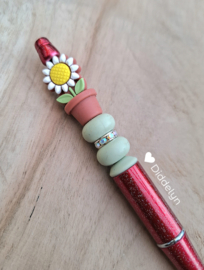 Pen rood glitter - zonnebloem terra