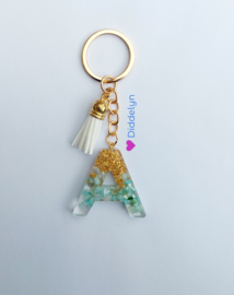 Letter A - Mint groen en goud ♡ wit kwastje