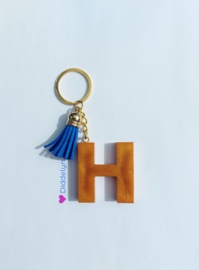 Letter H -  Brons & Goud ♡ blauw kwastje