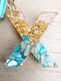 Letter X - Mint groen en goud ♡ kwastje mint