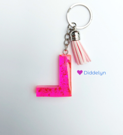 Letter L -  Roze glitter