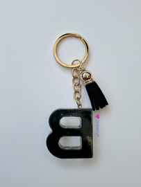 Letter B - Zwart met ster glitters