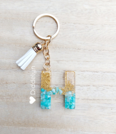 Letter H - Mint groen en goud ♡ wit