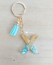 Letter X - Mint groen en goud ♡ kwastje mint