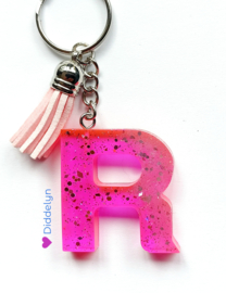 Letter R -  Roze glitter