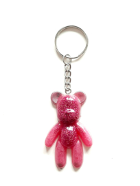 Sleutelhanger Teddy bear - Roze glitter