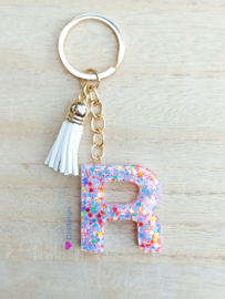Letter R -  Multicolor ster ♡ wit kwastje