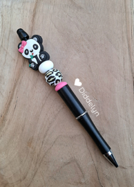 Pen zwart -  Panda met Roze