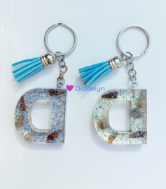 Letter D - Schelpen blauwe glitters ♡ aqua