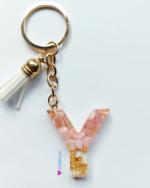Letter Y -  Stone Roze ♡ wit kwastje