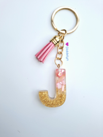 Letter J -  Stone Roze ♡ Roze kwastje