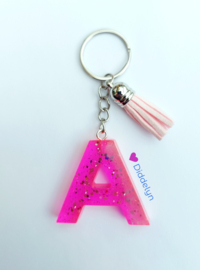 Letter A -  Roze glitter