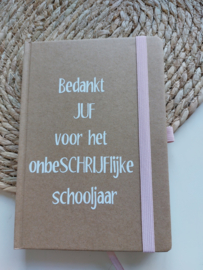 Schrift juf of meester - Roze