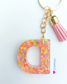 Letter D - Multicolor sterretjes ♡ Roze