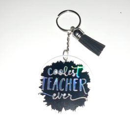 Sleutelhanger zwart coolest teacher ever