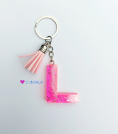 Letter L -  Roze glitter