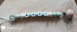 Speenkoord Licht zeegroen "Baby" - naam