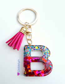 Letter B -  Multicolor Fuchsia ♡ roze kwastje