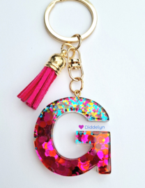 Letter G -  Multicolor Fuchsia ♡ roze kwastje