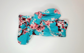Knoop haarband klein - Blue flower