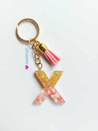 Letter X -  Stone Roze ♡ roze kwastje
