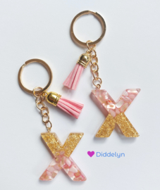 Letter X -  Stone Roze ♡ roze kwastje
