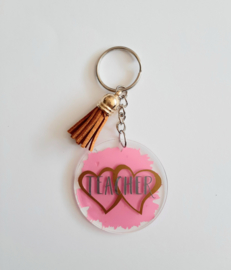 Teacher - Licht roze met goud en zilver