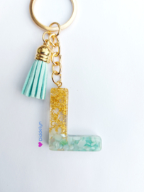 Letter L - Mint groen en goud ♡ mint kwastje