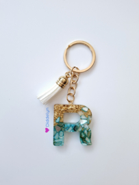 Letter R - Mint groen en goud ♡ Wit kwastje