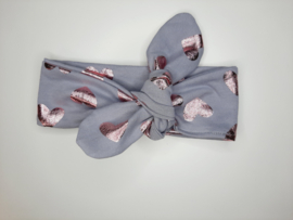 Knoop haarband klein - Glitter hartjes