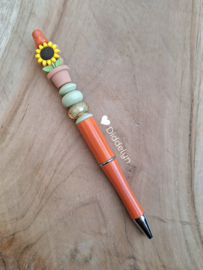 Pen oranje glitter - zonnebloem terra