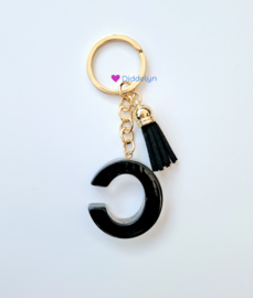 Letter C - Zwart met ster glitters