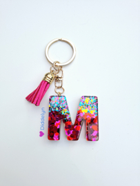Letter M -  Multicolor Fuchsia ♡ roze kwastje