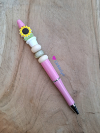 Pen Roze - zonnebloem wit