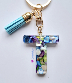 Letter T -  Multicolor Stone paars ♡ Aqua