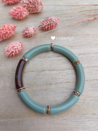 Tube armband ♡ Licht groen zilver