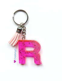 Letter R -  Roze glitter
