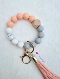 Sleutelhanger - zalm roze grijs