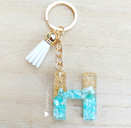 Letter H - Mint groen en goud ♡ wit