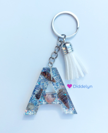 Letter A - Schelpen glitter (wit kwastje)