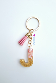 Letter J -  Stone Roze ♡ Roze kwastje