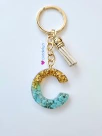 Letter C - Mint groen en goud ♡ beige kwastje