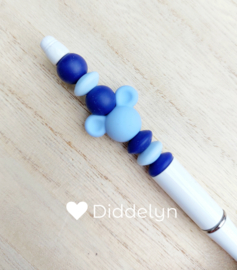 Pen wit - Mickey licht blauw