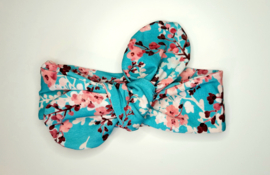 Knoop haarband groot - Blue flower
