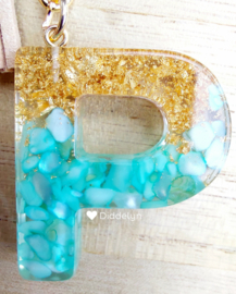Letter P - Mint groen en goud ♡ beige kwastje