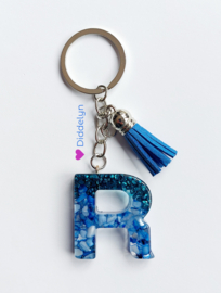 Letter R -  Blauw Stone Aqua
